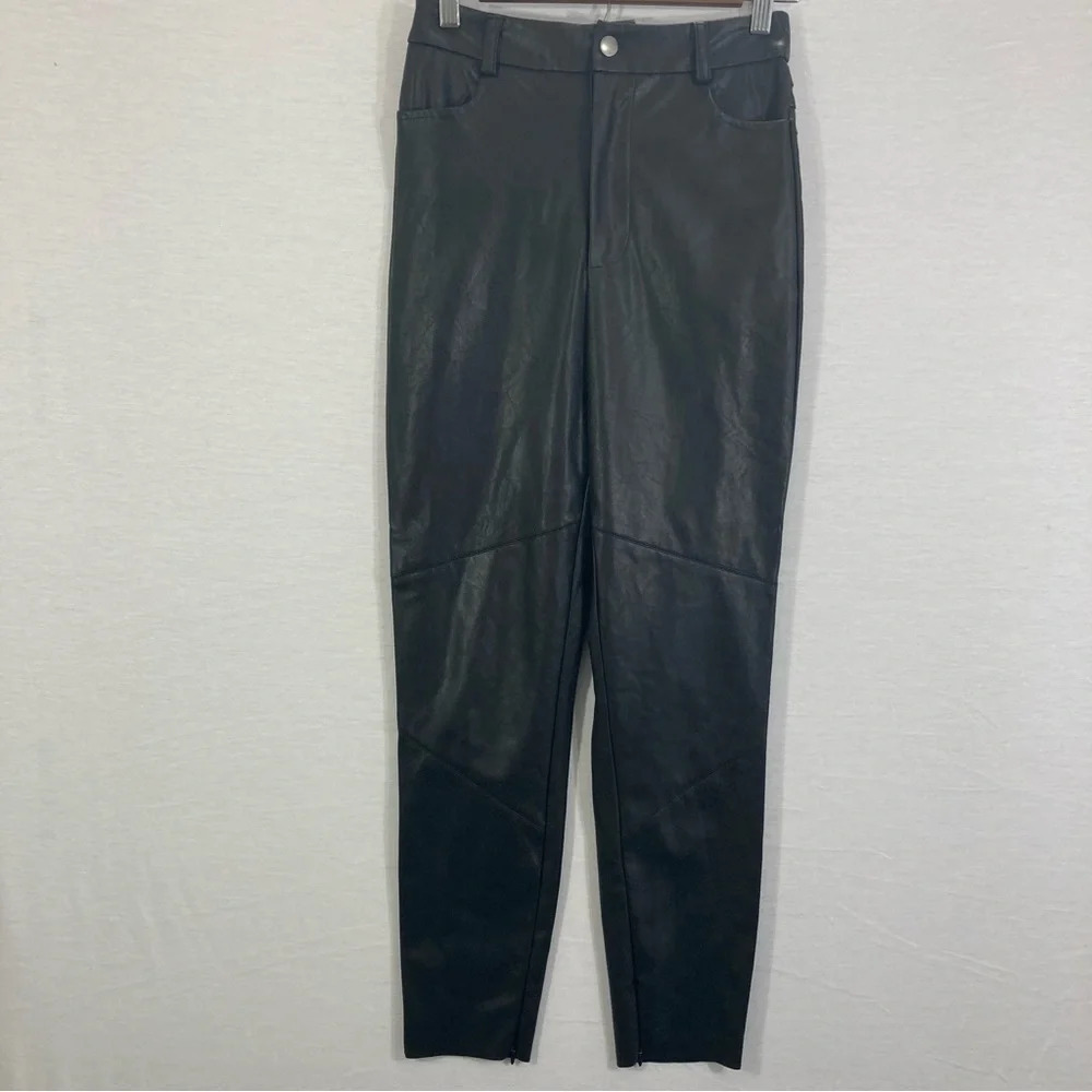 XLE Black Faux Leather High Rise Slim Leg Pants‎ size XS